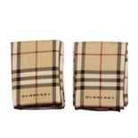 Burberry, two Nova Check silk handkerchiefs, with hand-rolled edges, measuring 47 by 47cm, with