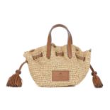 Anya Hindmarch, a small Raffia drawstring crossbody bag, woven from lightweight raffia with tan