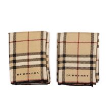 Burberry, two Nova Check silk handkerchiefs, with hand-rolled edges, measuring 47 by 47cm, with