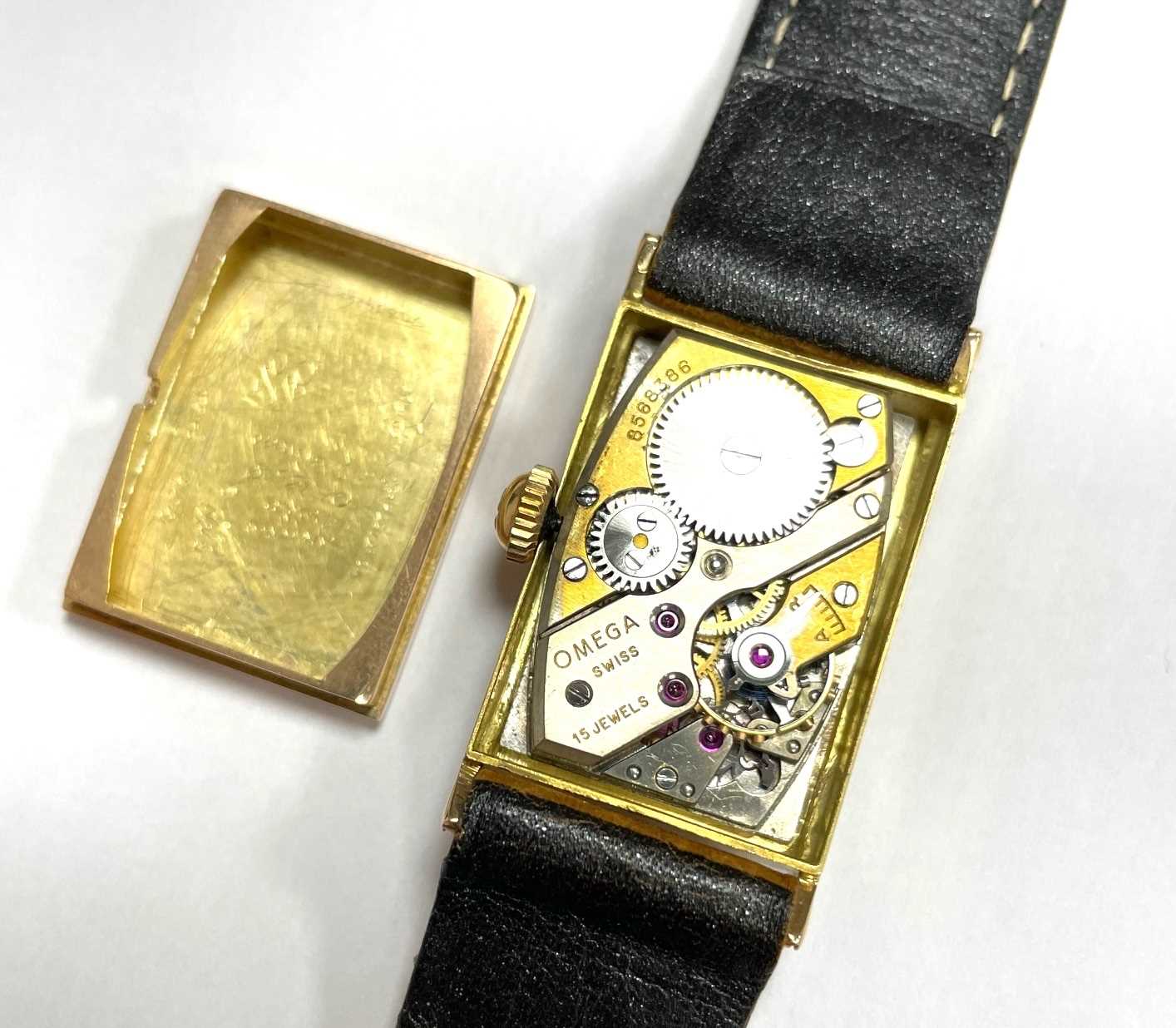 Omega, an Art Deco gold Tank wrist watch, circa 1934 - Image 4 of 6