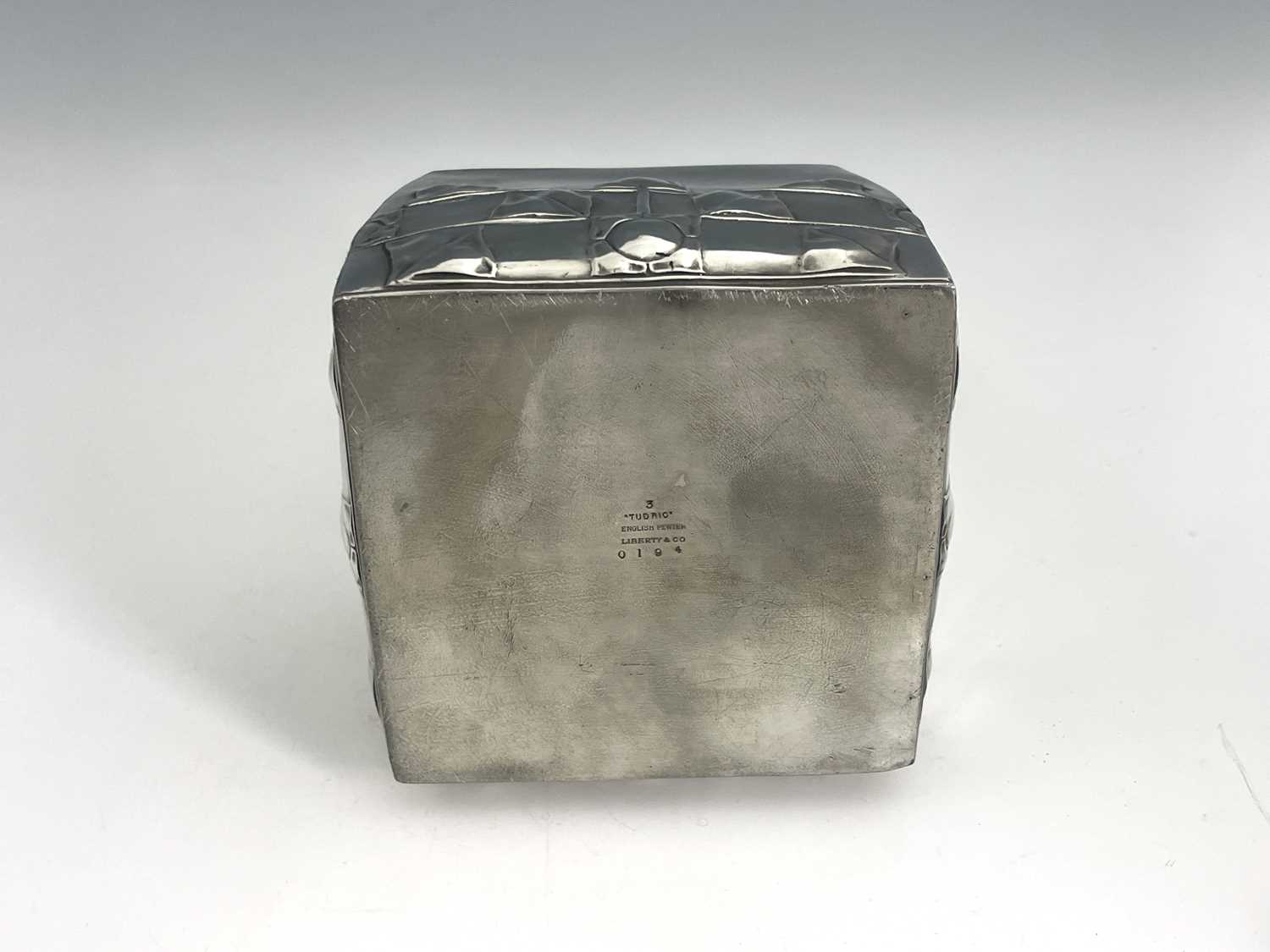 Archibald Knox for Liberty and Co., a large Tudric Arts and Crafts pewter biscuit barrel, model - Image 5 of 6