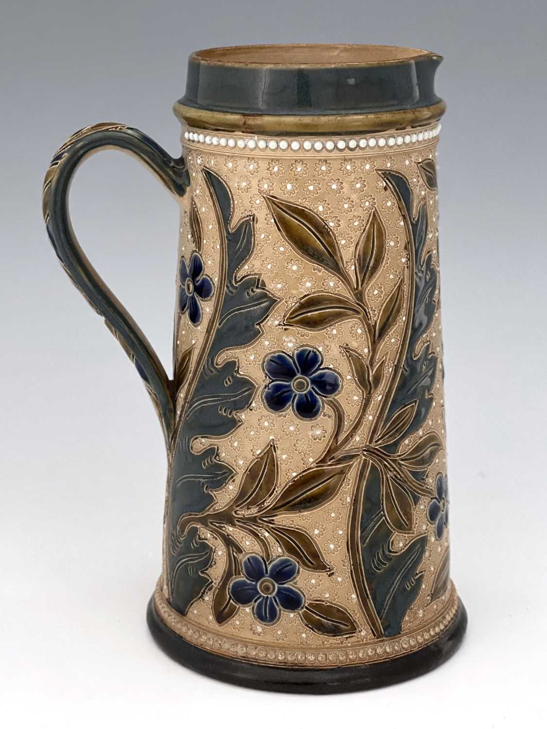 Louisa Davis for Doulton Lambeth, a stoneware jug, 1877, conical form, sgraffito decorated with - Image 6 of 7