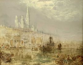 Style of J.M.W. Turner, a Venetian canal scene, oil on board, 21 by 26cm, gilt frame