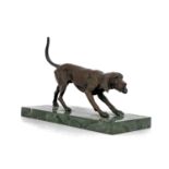 French School, early 20th Century, study of a hound on the scent, bronze, all-over dark brown