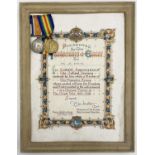 A World War I medal pair with citation, DM2 - 168324 Pte A Atkins ASC