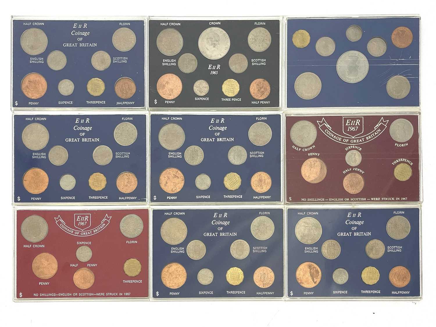 Elizabeth II, Year Sets (9) 1960,1963,1964(2),1965, 1966(2) & 1967(2), with unassociated mixed coins