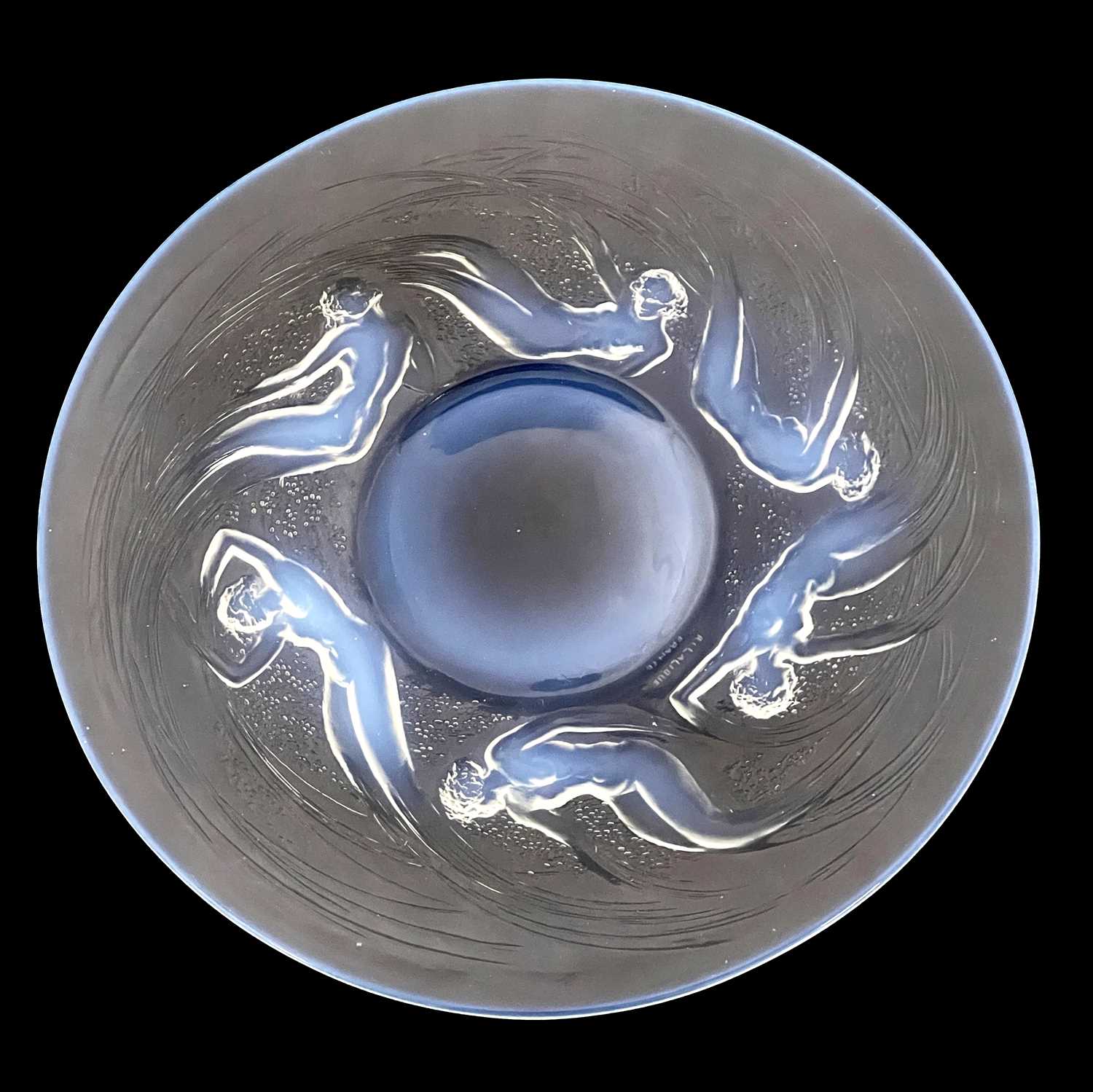 Rene Lalique, an Ondines opalescent glass plate, model 3003, designed circa 1921, frosted and - Image 2 of 6