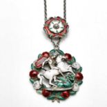 An Arts and Crafts silver and enamelled pendant for the Royal Society of St George, Spencer,