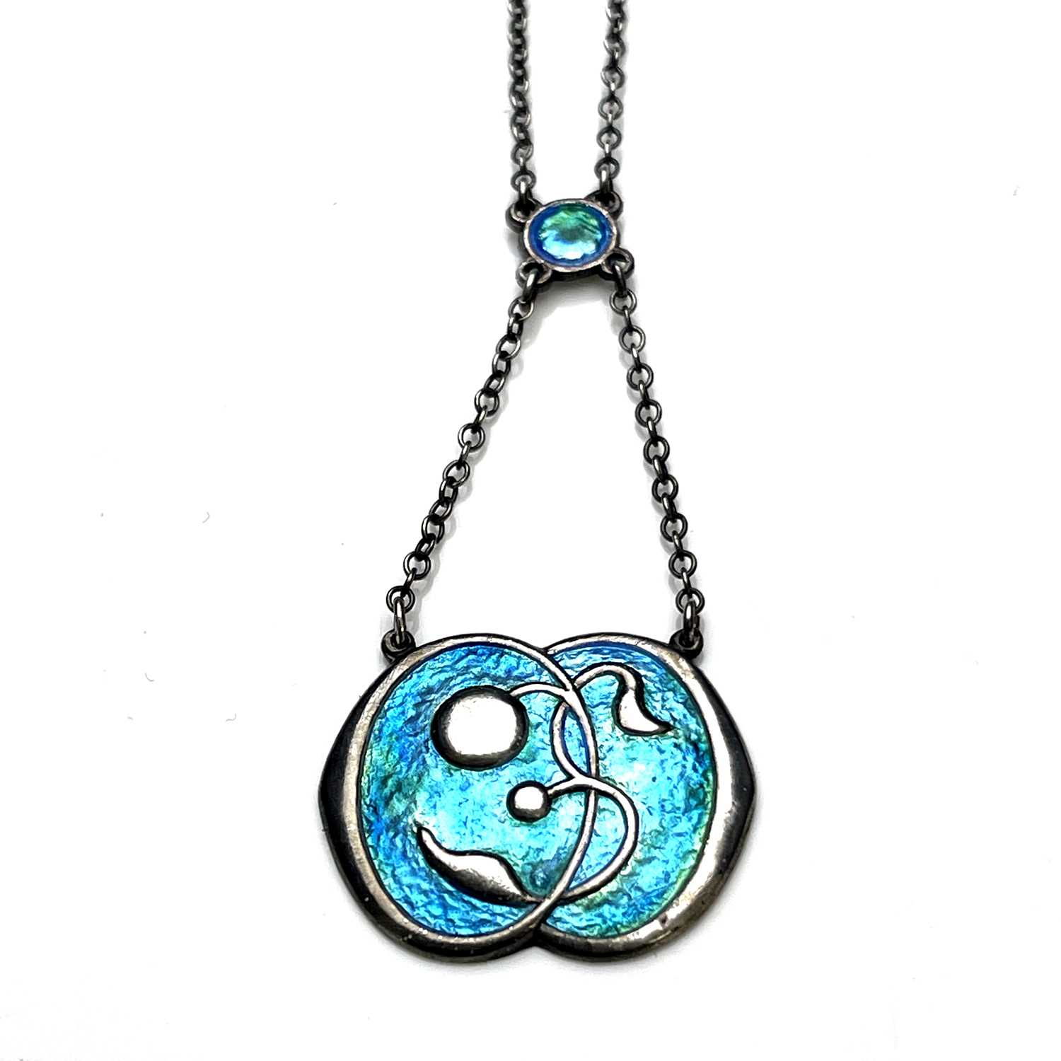 Charles Horner, an An Arts and Crafts silver and enamelled pendant necklace, Chester circa 1908,