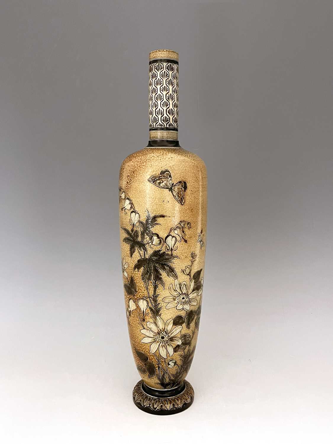 Edwin Martin for Martin Brothers, a large stoneware Wildflower vase, 1886, shouldered footed form - Image 5 of 6