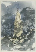 Jeremy Houghton (British, 1974), The Old Marylebone Town Hall, signed, titled and dated 2007, pen