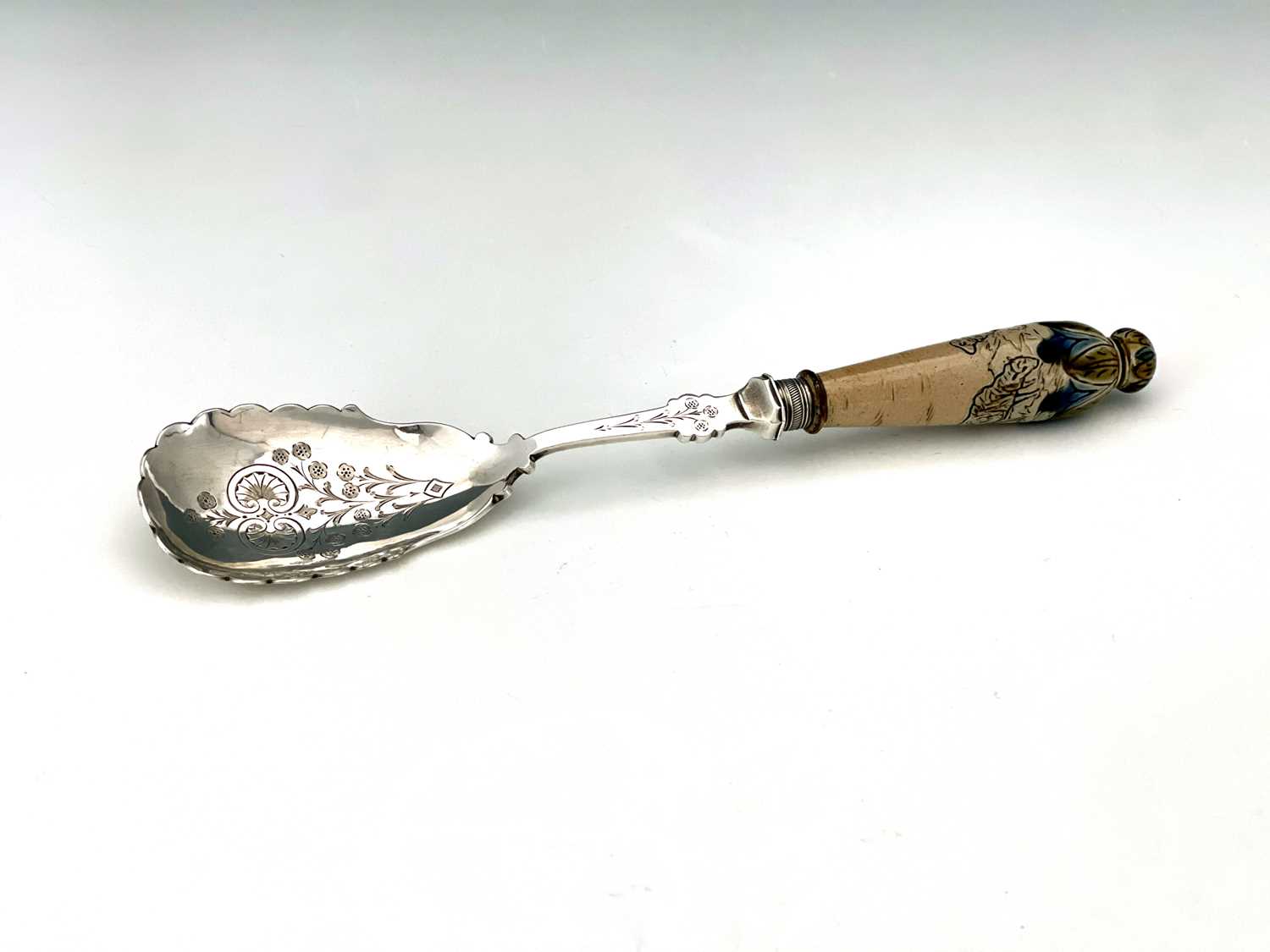 Hannah Barlow for Doulton Lambeth, a stoneware handled serving spoon, circa 1870s, sgraffito - Image 5 of 5