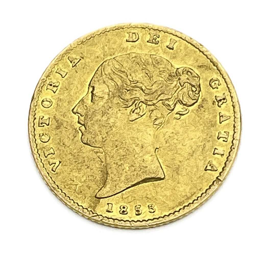 Victoria, Half Sovereign, 1855, second 5 double struck. S3859