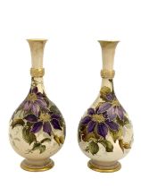 Kate Rogers for Doulton Lambeth, a pair of Carrara Ware painted vases, slender necked baluster