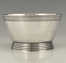 Keith Murray for Mappin and Webb, an Art Deco silver plated bowl, circa 1935, W27688, conical