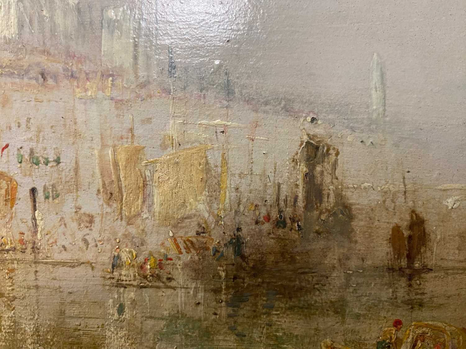 Style of J.M.W. Turner, a Venetian canal scene, oil on board, 21 by 26cm, gilt frame - Image 7 of 10