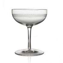 James Powell and Sons, Whitferiars, an Etruscan Revival glass Champagne saucer, circa 1860, the