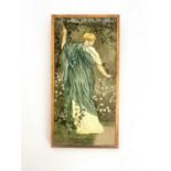 An Aesthetic Movement Minton panel, circa 1870s, painted in the PreRaphaelite style, possibly