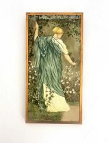 An Aesthetic Movement Minton panel, circa 1870s, painted in the PreRaphaelite style, possibly