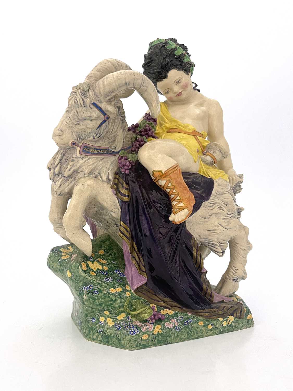 Charles Vyse for Chelsea Pottery, Bacchus on a Goat, 1921, modelled as a Classical boy on a - Image 5 of 9