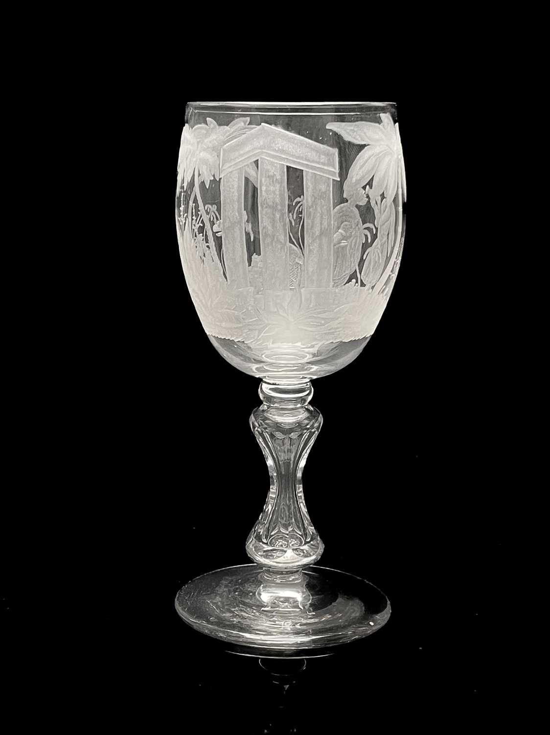 A Stourbridge engraved glass goblet, probably Richardson circa 1840, the rounded bowl decorated with - Image 4 of 10