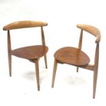 Hans Wegner (Danish, 1914-2007), for Fritz Hansen, a pair of beech and teak 'heart' stacking chairs,