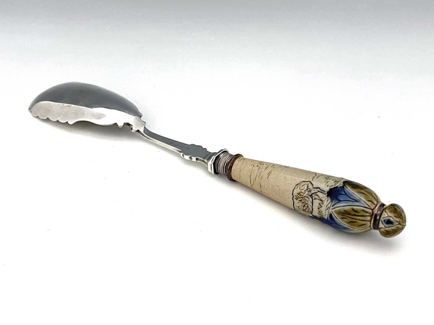 Hannah Barlow for Doulton Lambeth, a stoneware handled serving spoon, circa 1870s, sgraffito - Image 2 of 5