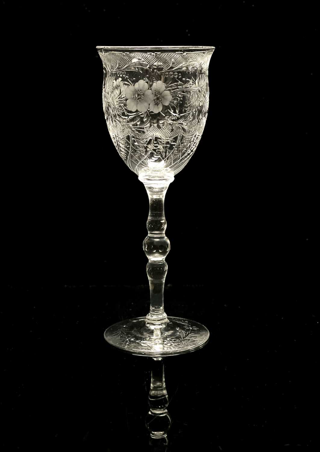 Stevens and Williams, an Edwardian Stourbridge intaglio cut hock wine glass, circa 1905, the - Image 2 of 7