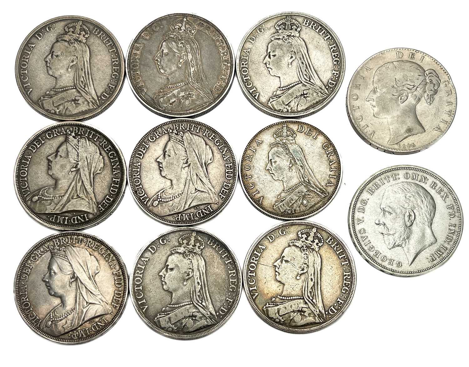 Victoria, Crowns (9), 1845 Cinquefoil, 1887,1888,1889,1891,1892,1893,1895 & 1897. George V, 1935,