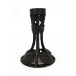 Edgar Brandt (attributed), an Art Deco wrought iron table lamp base, circa 1920s, four sweeping