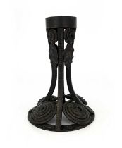 Edgar Brandt (attributed), an Art Deco wrought iron table lamp base, circa 1920s, four sweeping