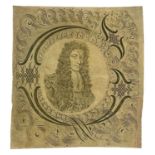 British School, portrait of William III, pen and ink on vellum parchment, bust length oval within