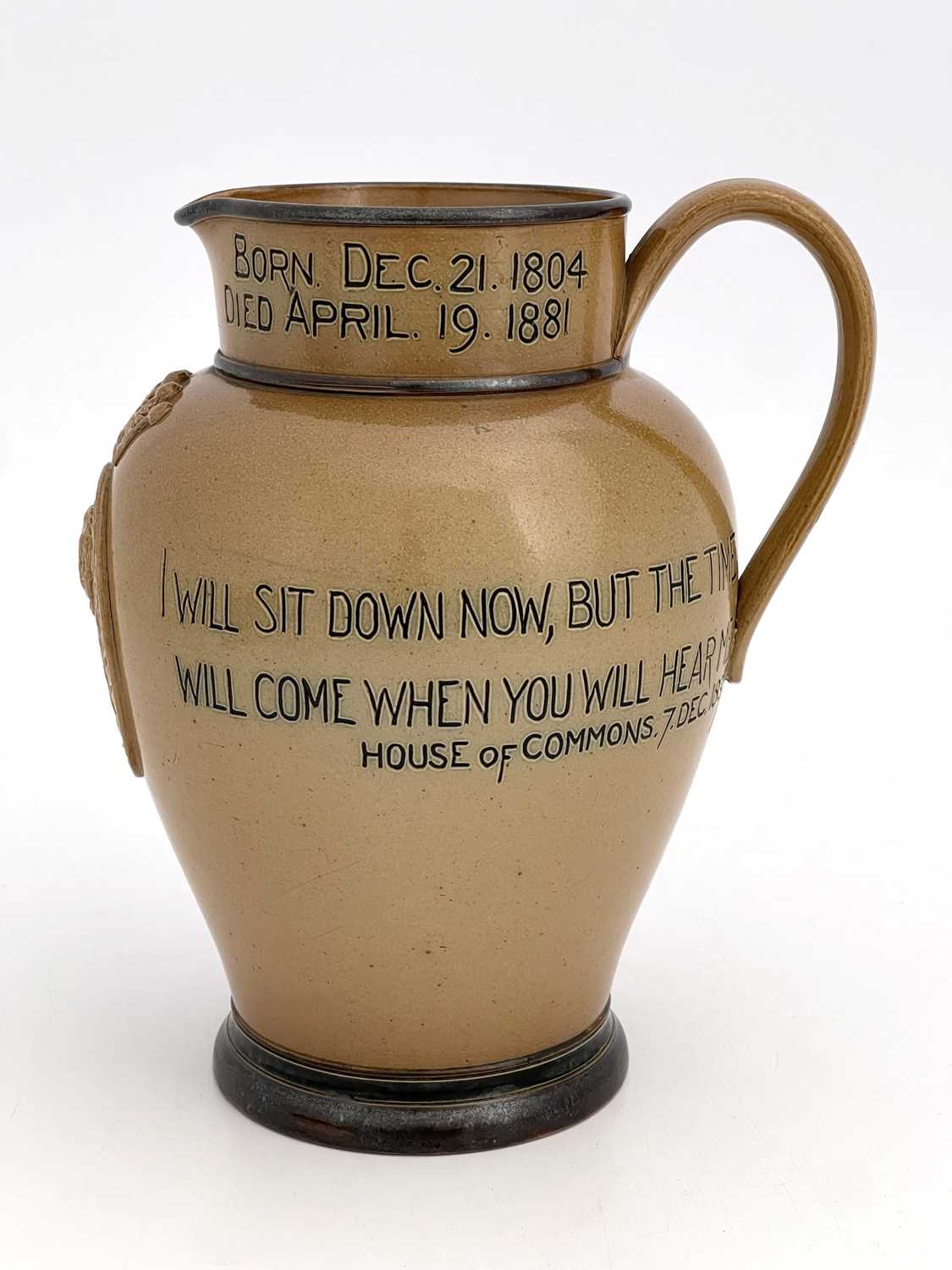 Political Interest, a Doulton Lambeth salt-glazed stoneware pitcher commemorating the life of