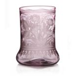Northwood for Thomas Webb and Sons, an Aesthetic Movement / Gothic Revival engraved pale pink
