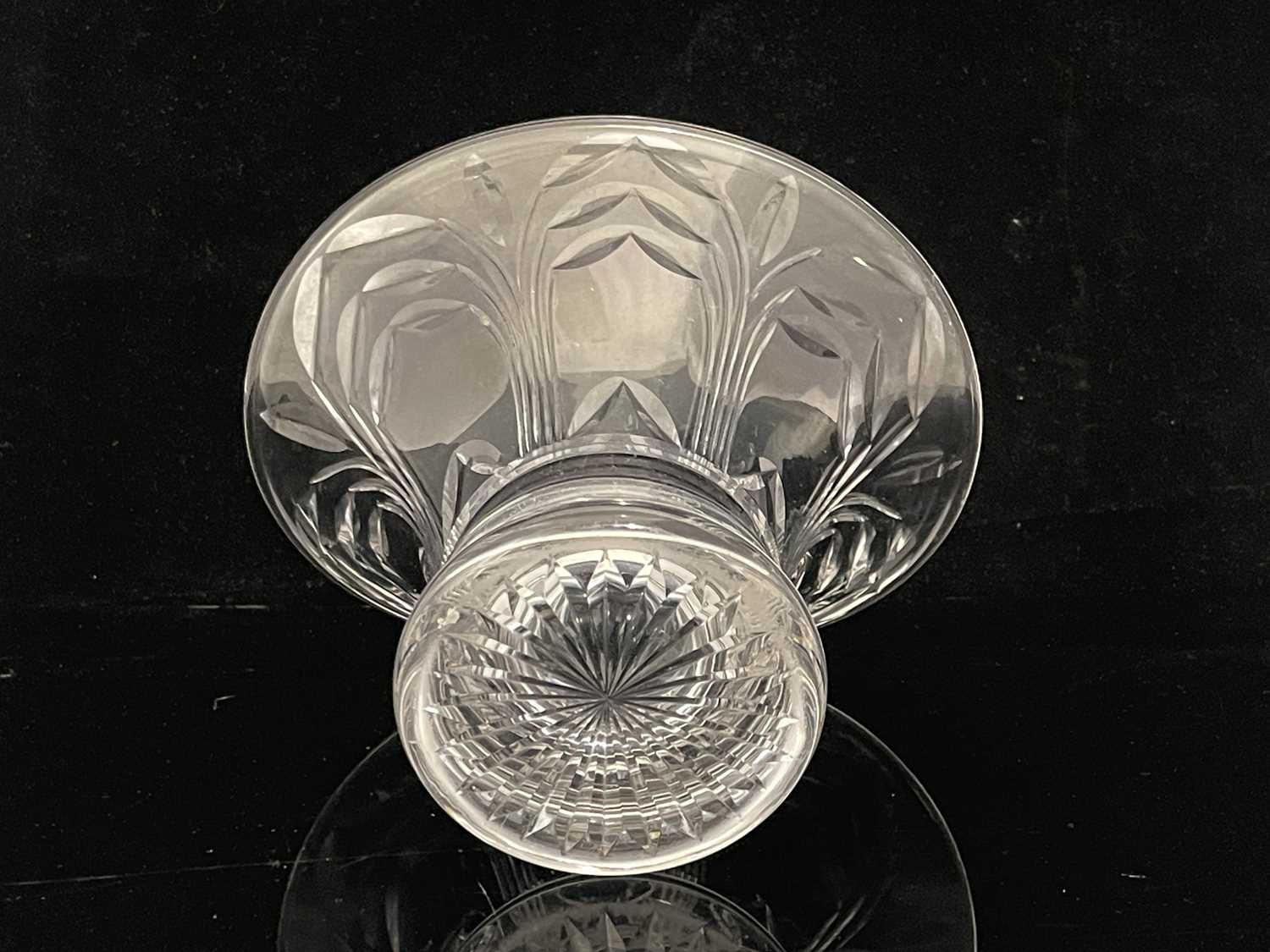 Ludwig Kny for Stuart, an Art Deco cut glass vase, circa 1930s, oval section trumpet form, decorated - Image 2 of 6