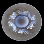 Rene Lalique, an Ondines opalescent glass plate, model 3003, designed circa 1921, frosted and