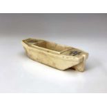 A Doulton Lambeth advertising novelty tug boat, glazed stoneware, impressed marks, printed logos,