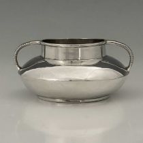An Arts and Crafts silver twin handled bowl, Henry Hobson and Sons, Birmingham 1909, squat ovoid