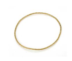 A Yellow metal bangle bracelet, twisted wire form, 7cm diameter, 4.4g