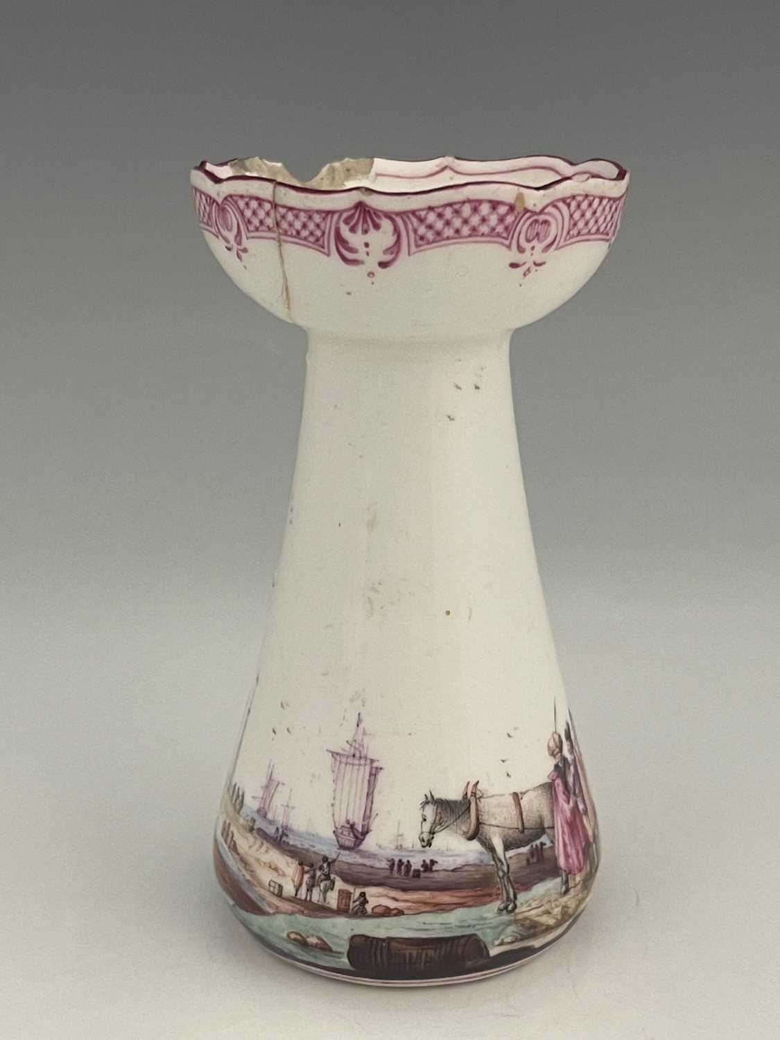 A Vincennes porcelain candlestick, 1745-50, conical hyacinth vase form with ogee rim, the body - Image 8 of 8