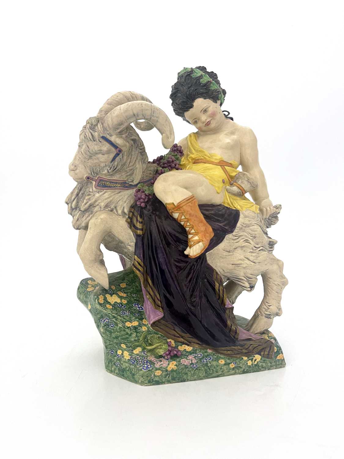 Charles Vyse for Chelsea Pottery, Bacchus on a Goat, 1921, modelled as a Classical boy on a - Image 4 of 9