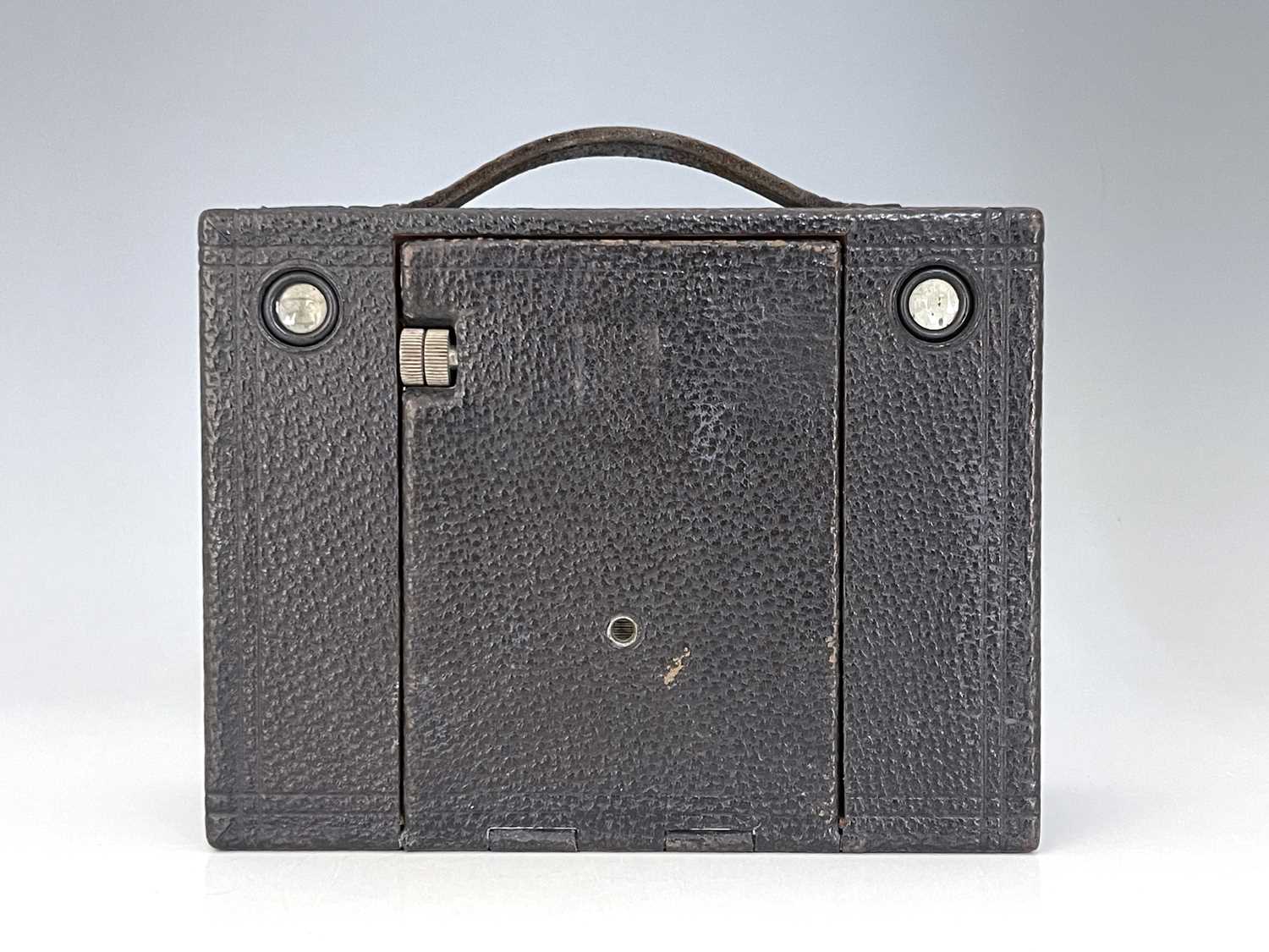 An Eastman Kodak Cartridge concertina camera, brown bellows, with ivorine Sands Hunter plaque, - Image 3 of 5