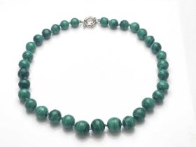 A malachite bead necklace