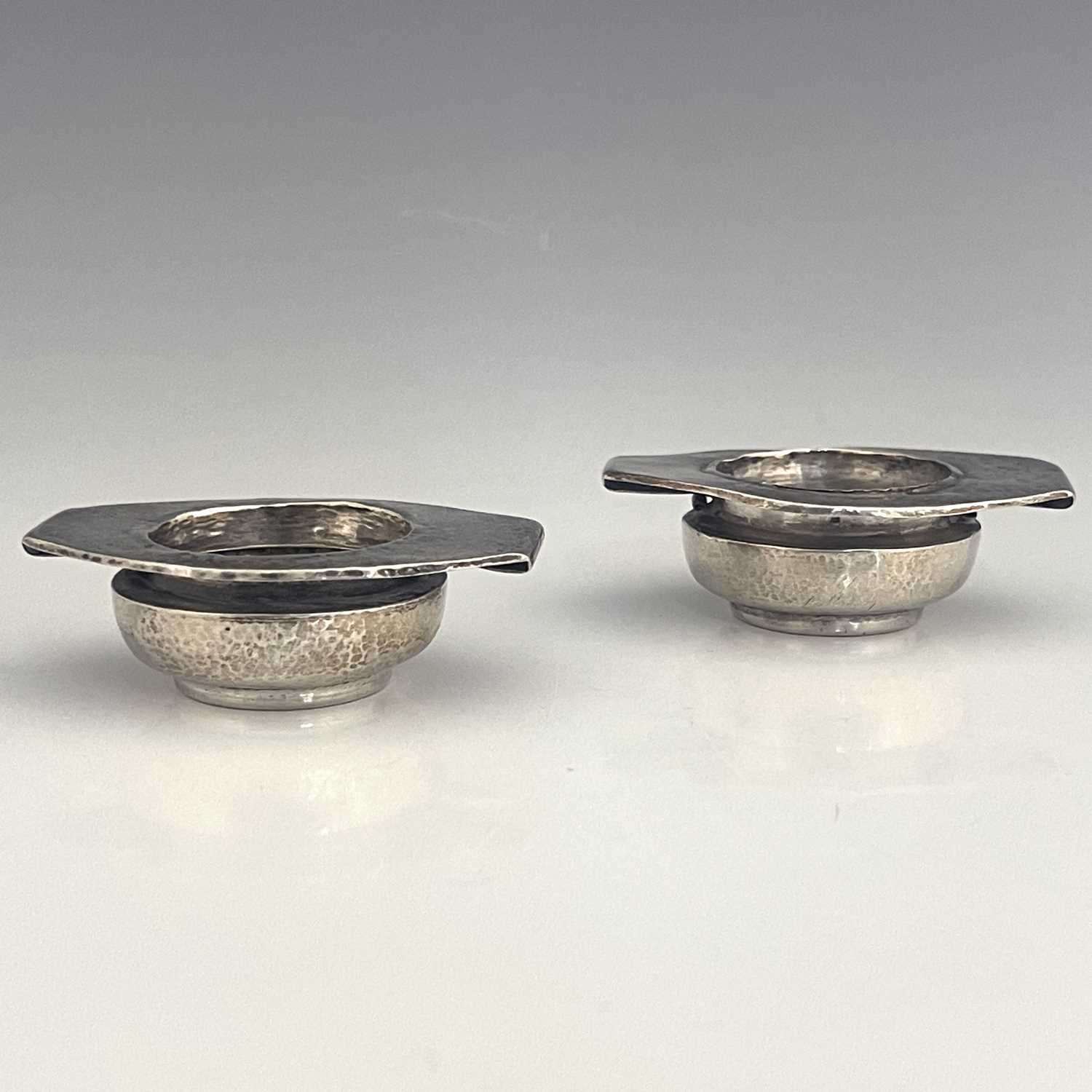 Oliver Baker for Liberty and Co., a pair of Arts and Crafts silver salt cellars, Birmingham 1900, - Image 5 of 5