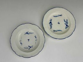 An 18th century Caughley soup plate, impressed Salopian mark, circa 1790, basket weave border,