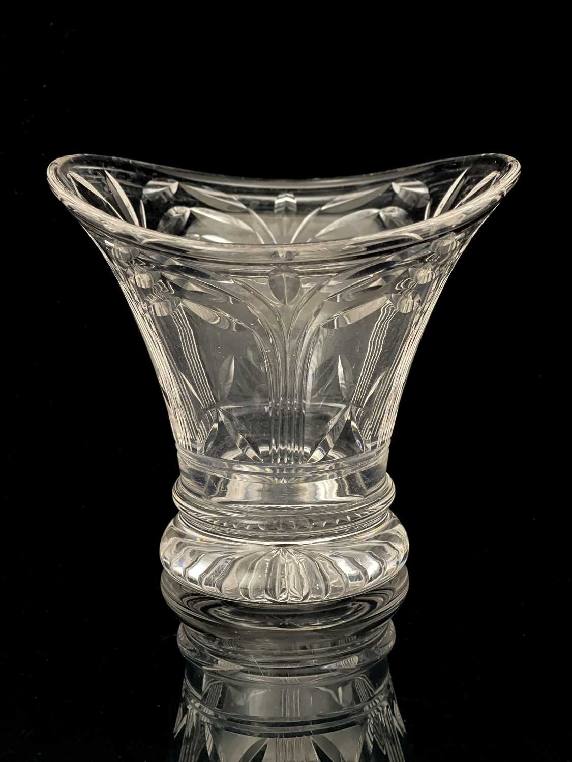 Ludwig Kny for Stuart, an Art Deco cut glass vase, circa 1930s, oval section trumpet form, decorated - Image 5 of 6