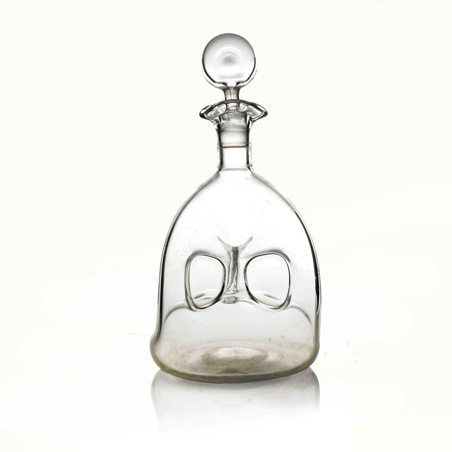 Jacob Bang (attributed) for Holmegaard, a Kluk Kluk glass decanter, circa 1940s, of triangular gourd