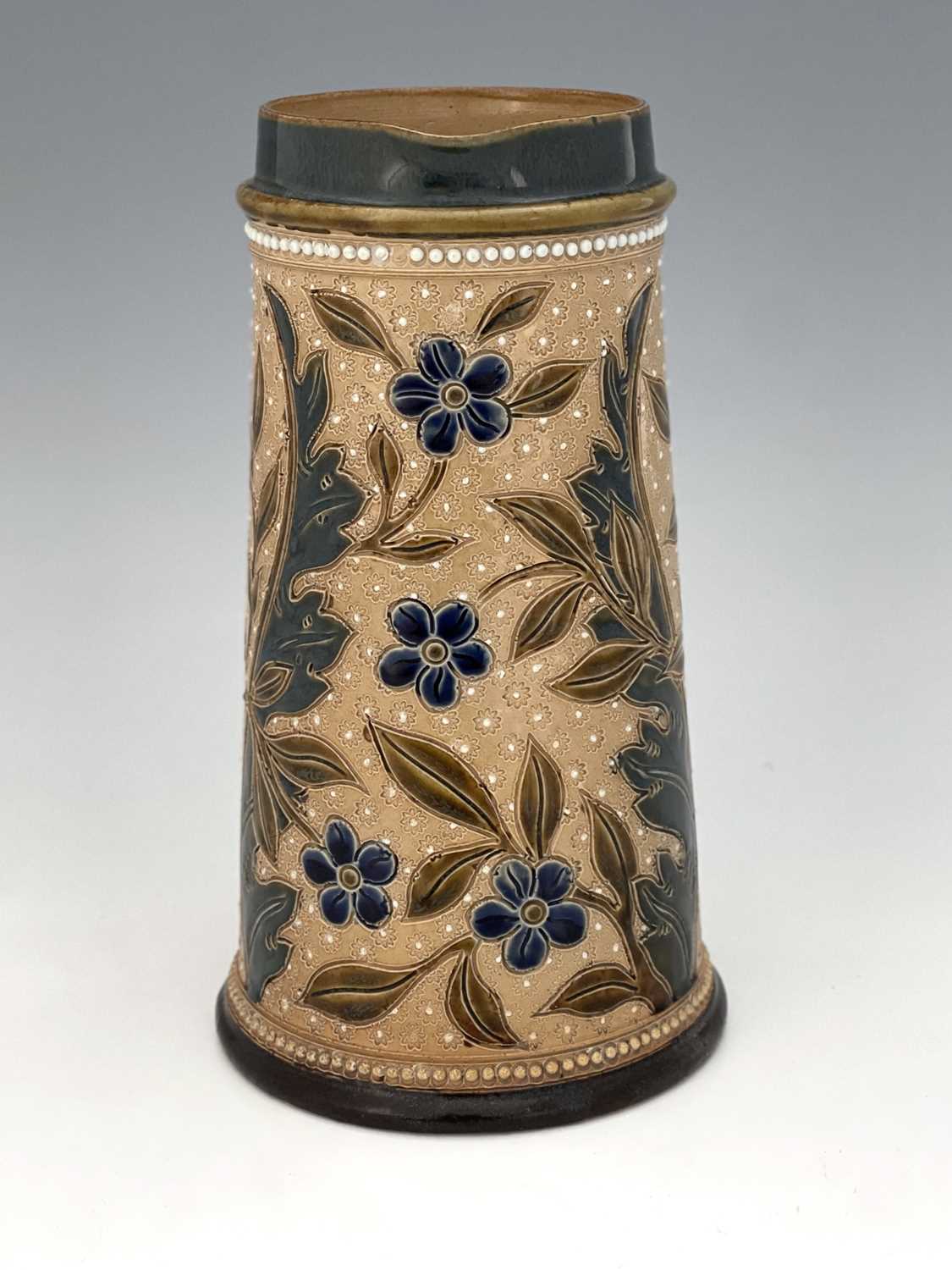 Louisa Davis for Doulton Lambeth, a stoneware jug, 1877, conical form, sgraffito decorated with - Image 3 of 7