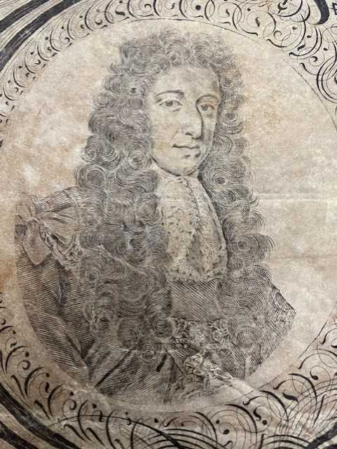 British School, portrait of William III, pen and ink on vellum parchment, bust length oval within - Image 2 of 5
