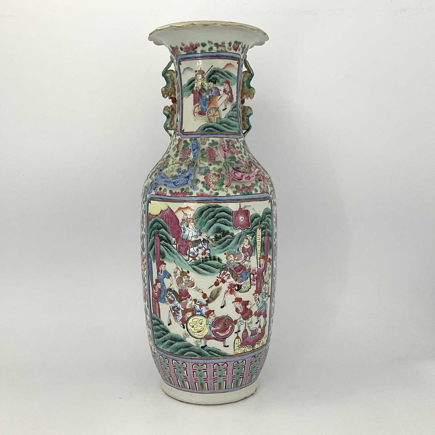 A Chinese porcelain vase, Guangxu period, (1875-1908), profusely decorated with court scenes and - Image 2 of 4